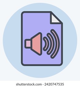 Icon Audio File. related to Podcast symbol. color mate style. simple design editable. simple illustration