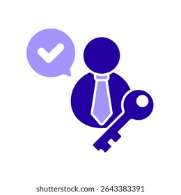 Icono de una autenticación, aislado en un fondo limpio.