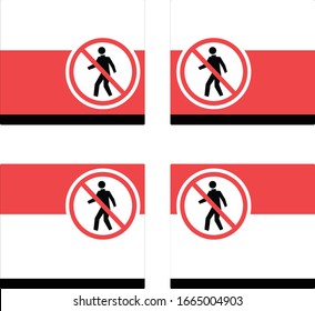 icon AUTHORIZED PERSONNEL ONLY, border is cruve, label for no entry on red white black frame, icon no personal in left position, icon no personal in right position, sign for Confine