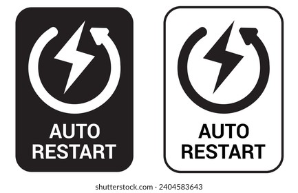 Icono reiniciar automáticamente Diseño gráfico de un solo icono. Signo de información vectorial "Auto Restart" (Auto Restart). Concepto de reinicio automático. Icono del vector aislado en fondo blanco.