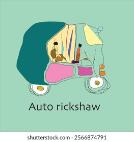 icon of Auto rickshaw on green background .

