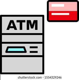 Icon of automated teller machine and a card