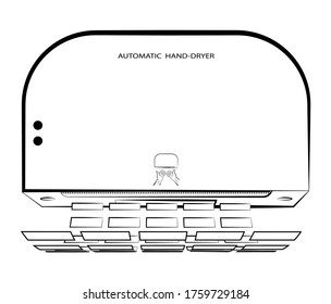 Icono, secador automático. Procedimientos higiénicos en lugares públicos. Prevención de enfermedades Vector aislado en fondo blanco