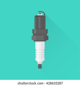 Icon automobile spark plug. The spare part for an internal combustion engine. A vector illustration in flat style.