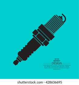 Icon automobile spark plug. The spare part for an internal combustion engine. A vector illustration in flat style.