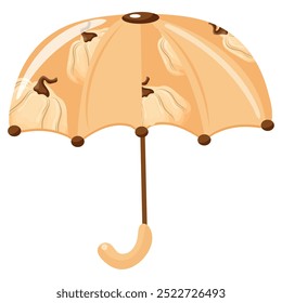 icon of an autumn accessory, namely an umbrella with a design of round white pumpkins, vector
