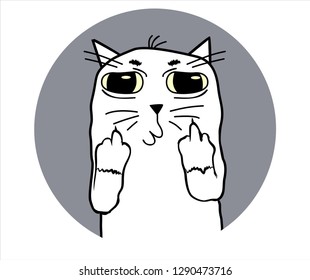 Icon with avatar crazy and cute cat