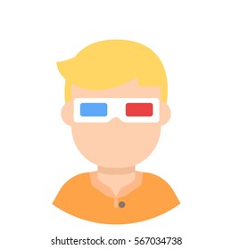 Icon avatar man in 3d glasses