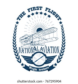 Icon of aviation label in retro style isolated on white background