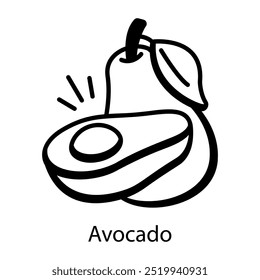 Un icono de aguacate al estilo doodle 