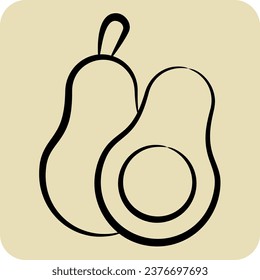 Icon Avocado. für das Symbol Obst und Gemüse. handgezeichnet. einfaches Design bearbeitbar. einfache Abbildung