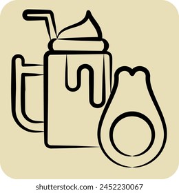 Icon Avocado. related to Healthy Food symbol. hand drawn style. simple design illustration