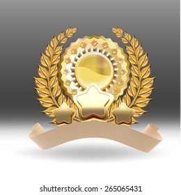 Icon award gold  with a laurel wreath and stars