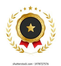 Icon award medals or labels of trusted best quality, star medal, badge, achievement