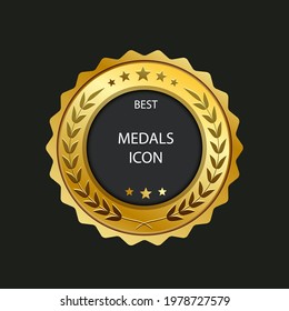 Icon award medals or labels of trusted best quality, star medal, badge, achievement