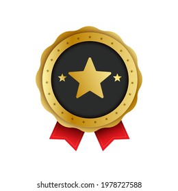 Icon award medals or labels of trusted best quality, star medal, badge, achievement