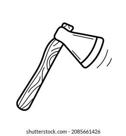 Icono de hacha en el estilo de doodle dibujado a mano. Ilustración vectorial aislada.