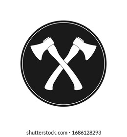 Icono de un hacha. Dos ejes cruzados diseño plano simple, ilustración estándar