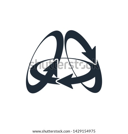 The icon of the axes of rotation in different directions.