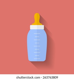 Icon of baby bottle. Flat style