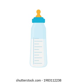 Icono de la botella de bebé. Estilo plano.Ilustración vectorial aislada en fondo blanco.Eps 10.