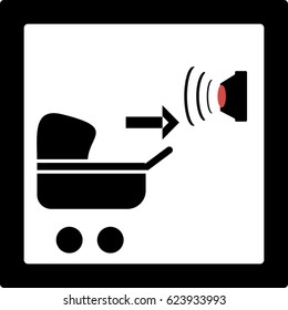 Icon. Baby carriage. Call button.