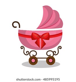 icon baby carriage pink design