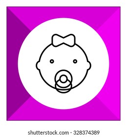 Icon of baby girl's with bow and pacifier