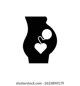 Icon of Baby Inside Mother with Heart Symbol