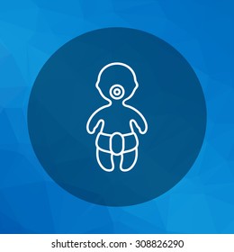 Icon of baby silhouette wearing diaper, with pacifier in mouth