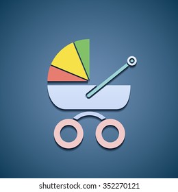 Icon baby stroller. Flat graphics. Stock vector illustration.
