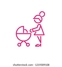 icon baby stroller and mom