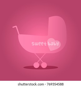the icon of a baby stroller in pink color