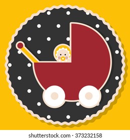 Icon baby in a stroller. Vector flat illustration.