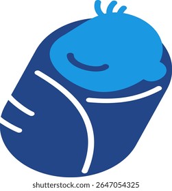 The icon of a baby swaddled and wrapped in a blanket conveys care, comfort and is a highly relevant icon in the context of maternal and child health and the baby-related industry.