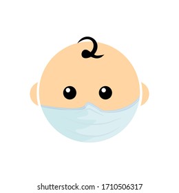 Icon Baby Use Medical Face Mask.Vector Illustration