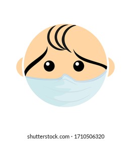 Icon baby use medical face mask.Vector illustration