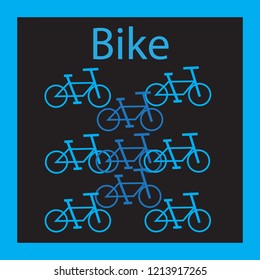 Icon. Background with the image of bicycles. Sport bikes.