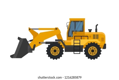 Icon backhoe loader. Construction machinery. Vector illustration