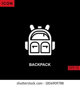 Mochila de icono sobre fondo negro. Colección de símbolos de iconos de vector llenos, glifos o planos para aplicaciones web diseño móvil.