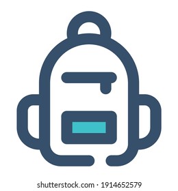 icon backpack for school using filled line style and blue color