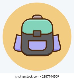 Icon Backpack. suitable for education symbol. flat style. simple design editable. design template vector. simple illustration