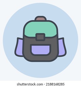 Icon Backpack. suitable for education symbol. color mate style. simple design editable. design template vector. simple illustration