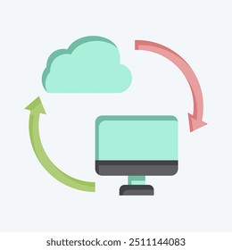Symbol Backup-Daten. in Bezug auf das Netzwerksymbol. flacher Stil. einfache Abbildung