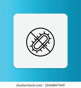 Icon of bacteria crossed out, indicating the shoe has antibacterial properties for hygiene and foot health.