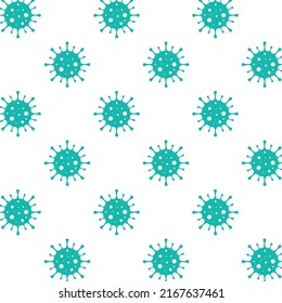 Icon Bacteria and microbes, pathogens, cell cancer, microbes, viruses, fungi. Seamless pattern.