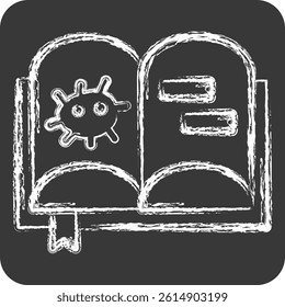 Icon Bacteriology Book. related to Bioengineering symbol. chalk Style
