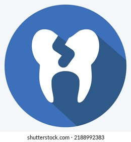 Icon Bad Tooth. suitable for medicine symbol. long shadow style. simple design editable. design template vector. simple illustration