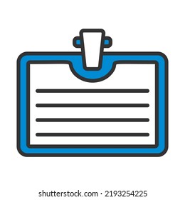 Icon Of Badge With Clip. Editable Bold Outline With Color Fill Design. Vector Illustration.