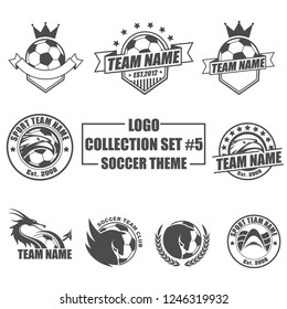 Icon, badge, emblem and logo template design with soccer theme